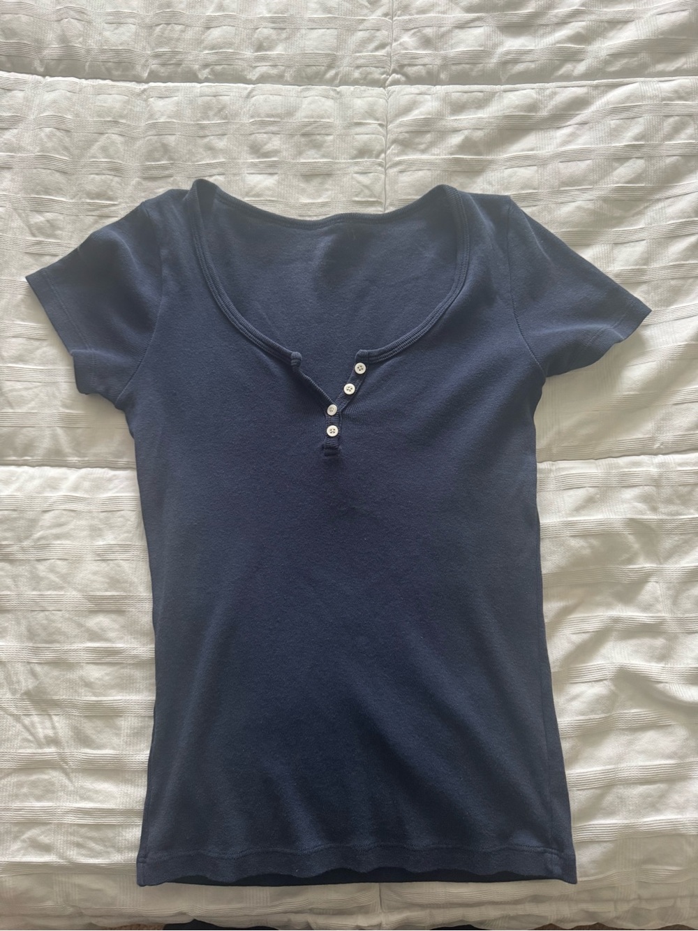 Brandy Melville Navy Scoop Henley Tee One size